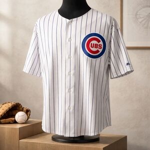 Chicago Cubs Button Baseball Jersey Majestic Stripe MLB Cool Base 4XL